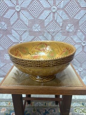 Vintage Autumn Leaf Pedestal Serving Bowl